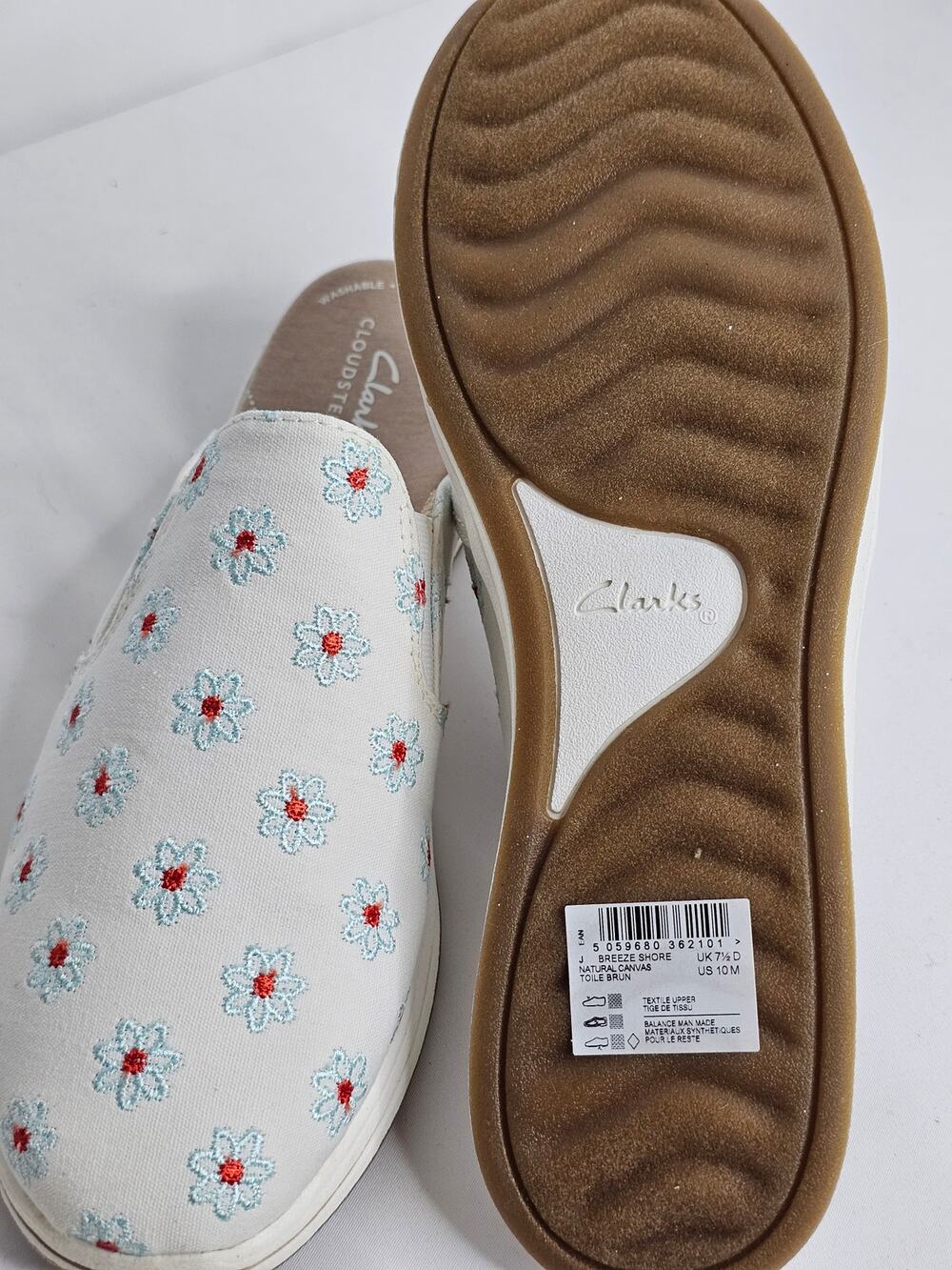 NIB 10 Clarks Floral Canvas Mule Slides Cozy Cottagecore Boho
